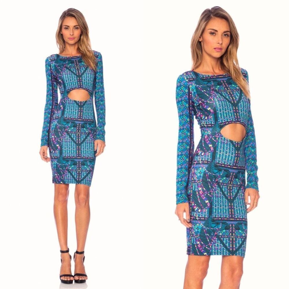Mara Hoffman Geometric Cutout Bodycon Dress Tribal Print Medium Revolve Boho
